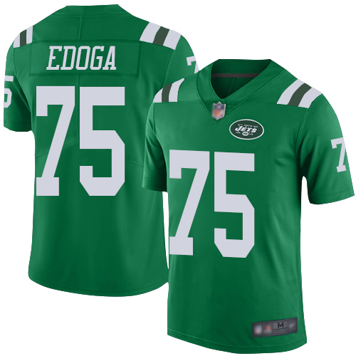 New York Jets Limited Green Youth Chuma Edoga Jersey NFL Football 75 Rush Vapor Untouchable